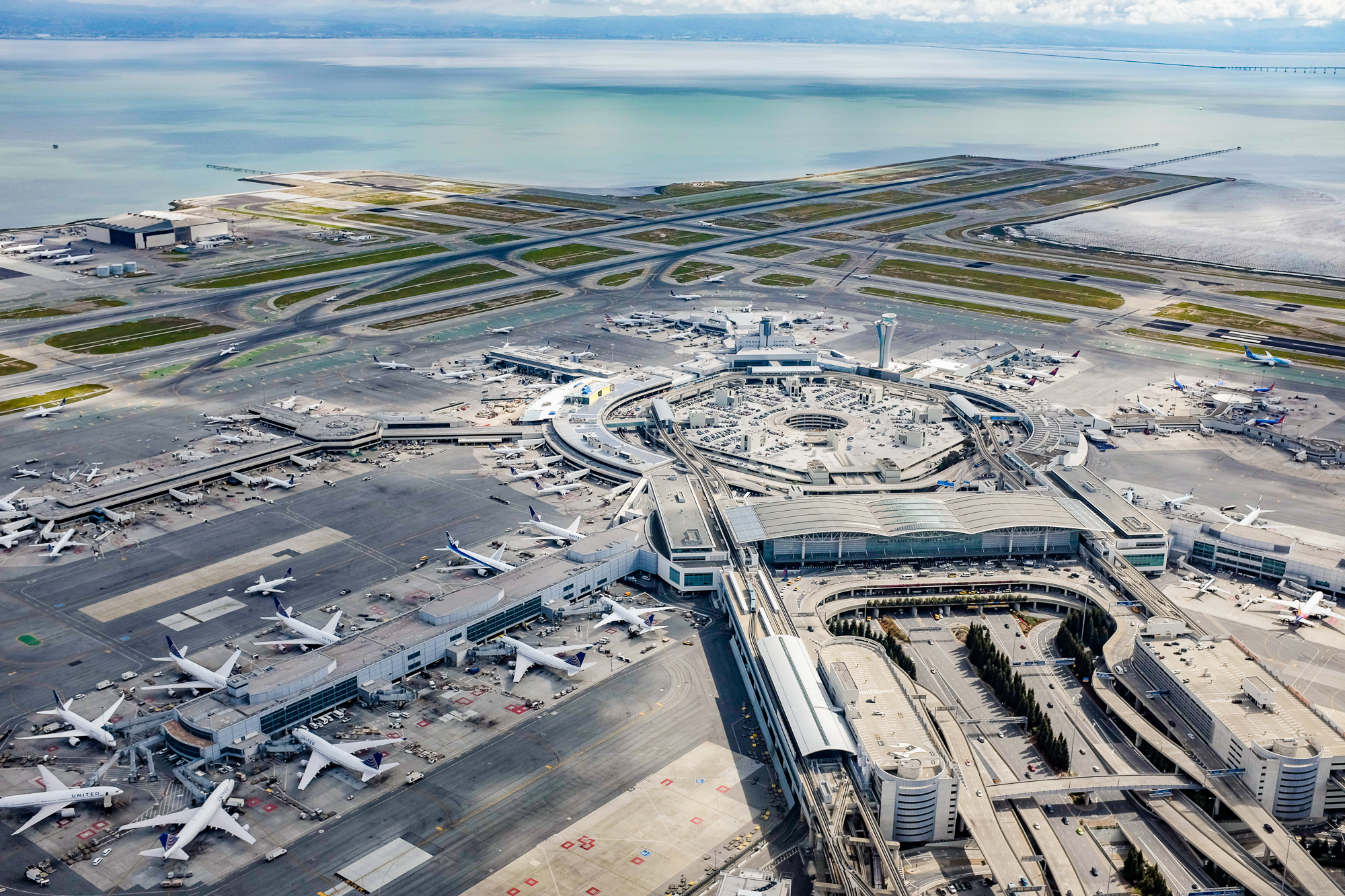 Aerial view of San Francisco International Airport